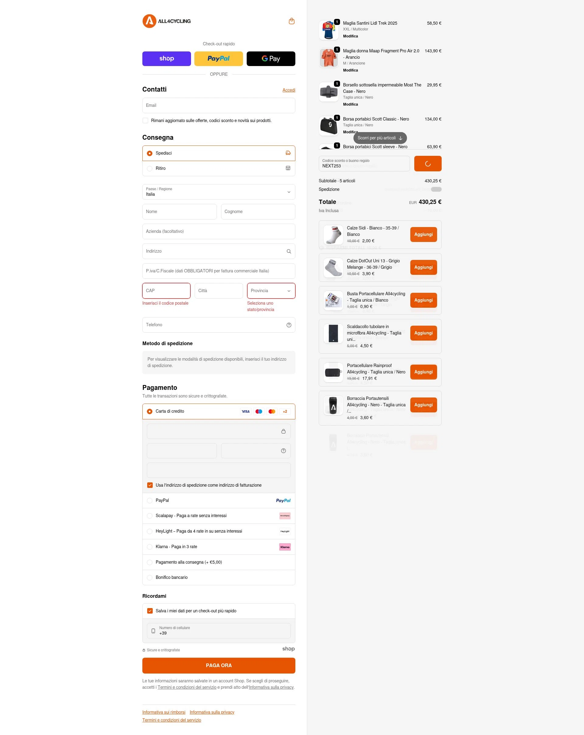 All4cycling checkout page showing All4cycling discount code box | Screenshot taken by SimplyCodes community member on Dec 31, 2025