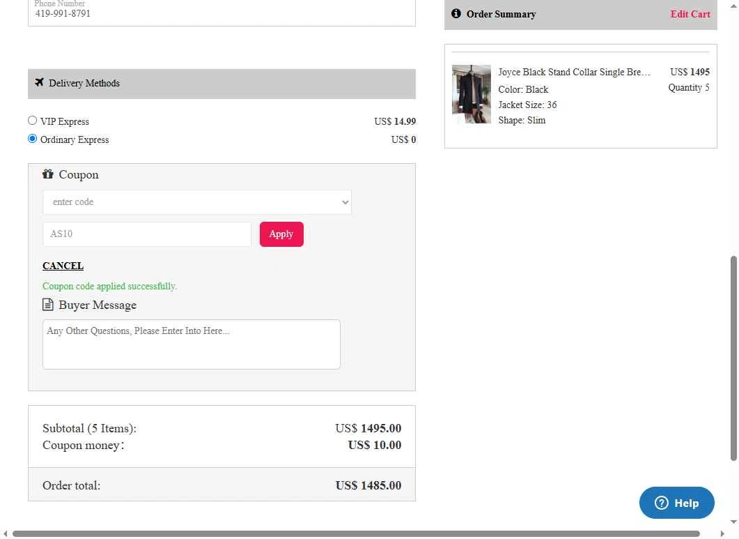 AllAboutSuit checkout page showing AllAboutSuit promo code box | Screenshot taken by SimplyCodes community member on May 7, 2025