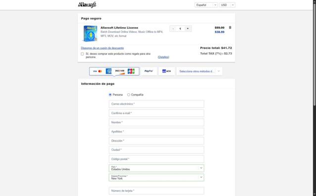Allavsoft checkout page showing Allavsoft coupon code box | Screenshot taken by SimplyCodes community member on Jul 30, 2025