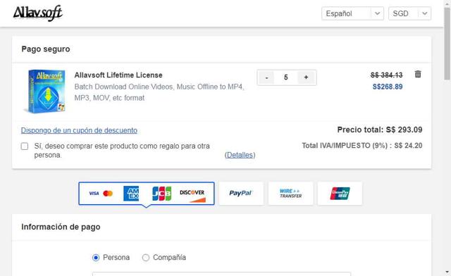 Allavsoft checkout page showing Allavsoft coupon code box | Screenshot taken by SimplyCodes community member on Jun 26, 2025