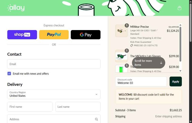 Allay Lamp checkout page showing Allay Lamp discount code box | Screenshot taken by SimplyCodes community member on Jun 7, 2025