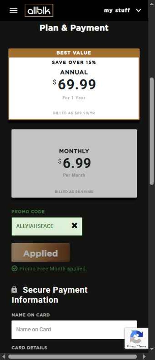 ALLBLK checkout page showing ALLBLK promo code box | Screenshot taken by SimplyCodes community member on May 27, 2025