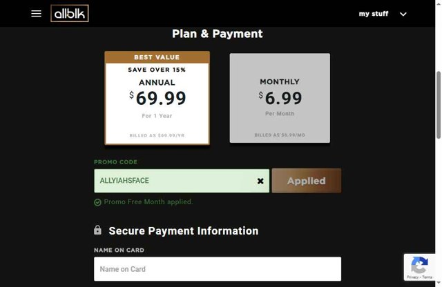ALLBLK checkout page showing ALLBLK promo code box | Screenshot taken by SimplyCodes community member on Apr 28, 2025