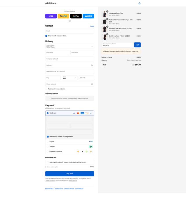 All Citizens checkout page showing All Citizens discount code box | Screenshot taken by SimplyCodes community member on Sep 6, 2025