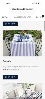 All Cotton and Linen coupon verification screenshot