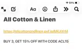 All Cotton and Linen coupon verification screenshot