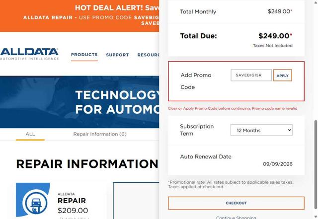 All Data checkout page showing All Data promo code box | Screenshot taken by SimplyCodes community member on Sep 9, 2025