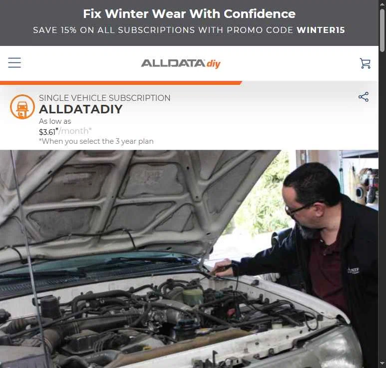ALLDATA DIY checkout page showing ALLDATA DIY promo code box | Screenshot taken by SimplyCodes community member on Jan 27, 2026