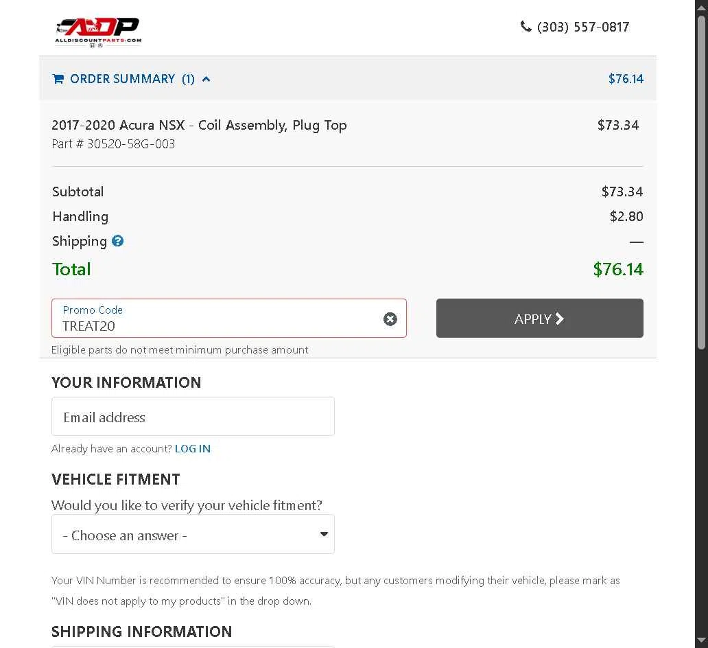 AllDiscountParts.com checkout page showing AllDiscountParts.com promo code box | Screenshot taken by SimplyCodes community member on Oct 27, 2025