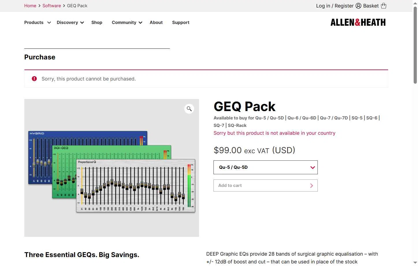 Allen & Heath checkout page showing Allen & Heath promo code box | Screenshot taken by SimplyCodes community member on Aug 21, 2025