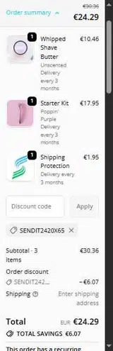 SENDIT2420X65 coupon verification screenshot