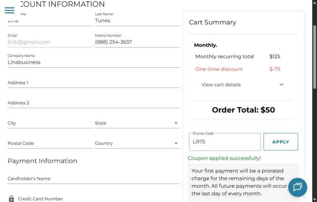 Alliance Virtual Offices checkout page showing Alliance Virtual Offices promo code box | Screenshot taken by SimplyCodes community member on Sep 2, 2025