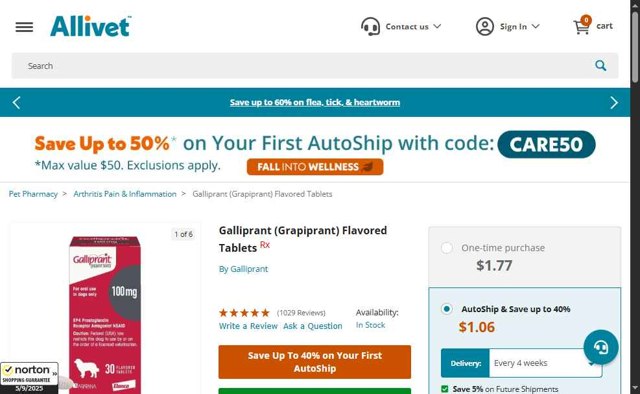 Allivet checkout page showing Allivet promo code box | Screenshot taken by SimplyCodes community member on Sep 5, 2025