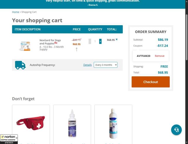 Allivet checkout page showing Allivet promo code box | Screenshot taken by SimplyCodes community member on Sep 3, 2025