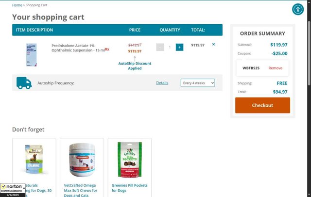 Allivet checkout page showing Allivet promo code box | Screenshot taken by SimplyCodes community member on Sep 8, 2025