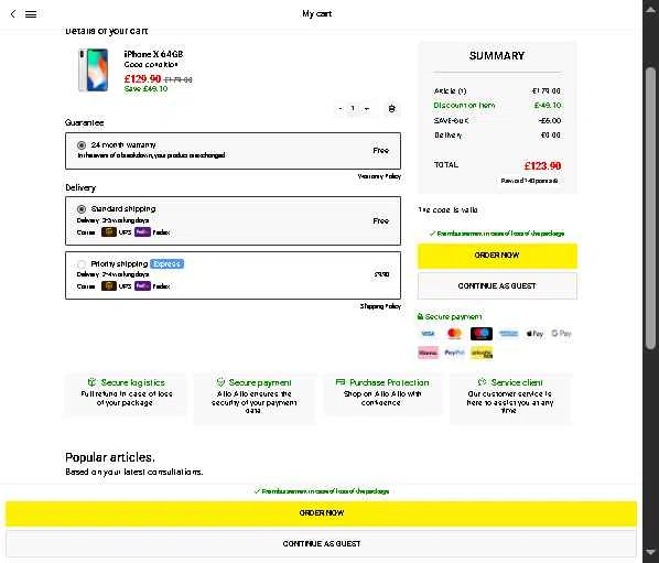 Allo Allo checkout page showing Allo Allo promo code box | Screenshot taken by SimplyCodes community member on Nov 11, 2025