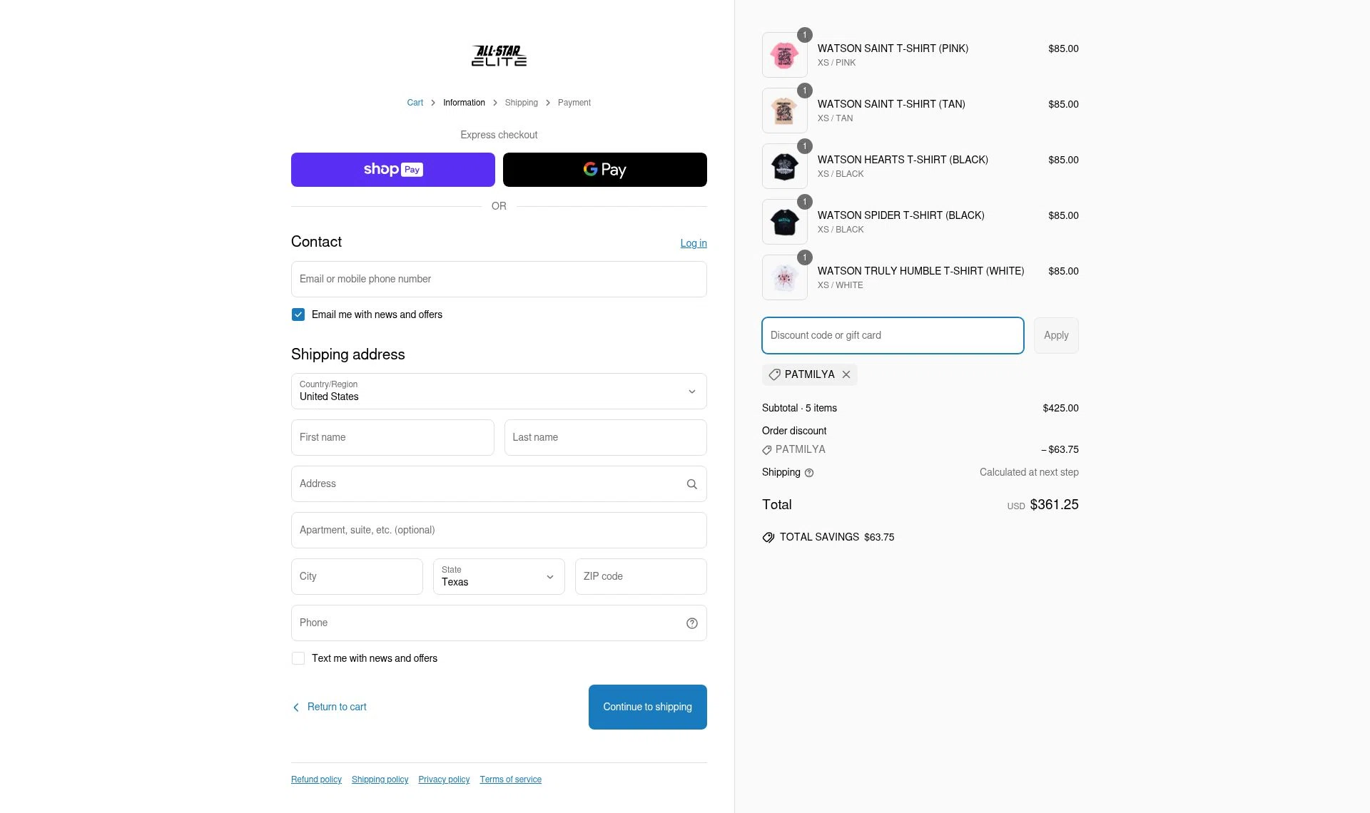 All Star Elite checkout page showing All Star Elite coupon code box | Screenshot taken by SimplyCodes community member on Jun 15, 2025