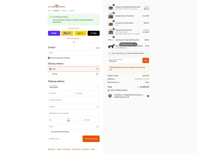 All Things Barbecue checkout page showing All Things Barbecue discount code box | Screenshot taken by SimplyCodes community member on Aug 31, 2025