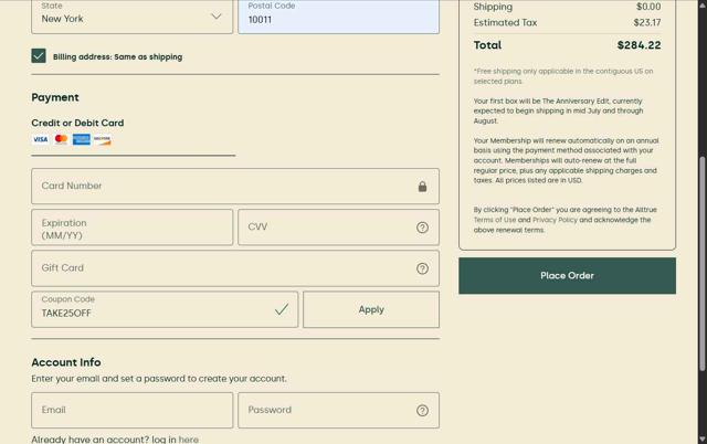 Alltrue checkout page showing Alltrue promo code box | Screenshot taken by SimplyCodes community member on Aug 30, 2025