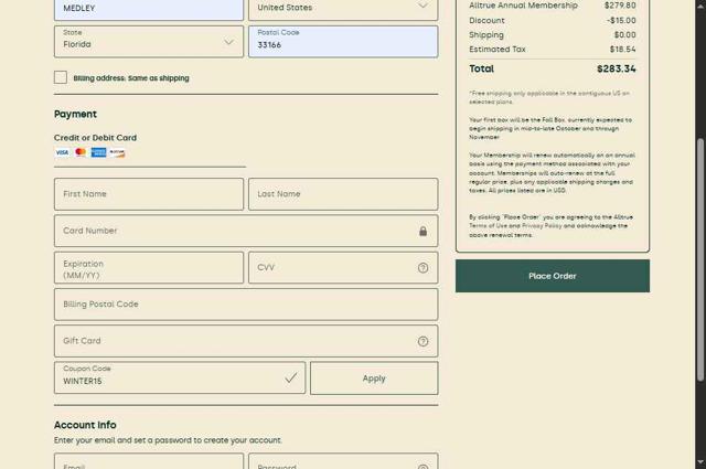 Alltrue checkout page showing Alltrue promo code box | Screenshot taken by SimplyCodes community member on Sep 4, 2025