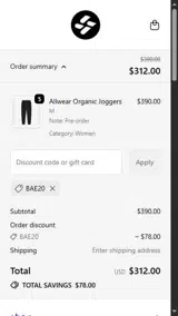 All Wear coupon verification screenshot