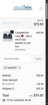 ALMOST coupon verification screenshot
