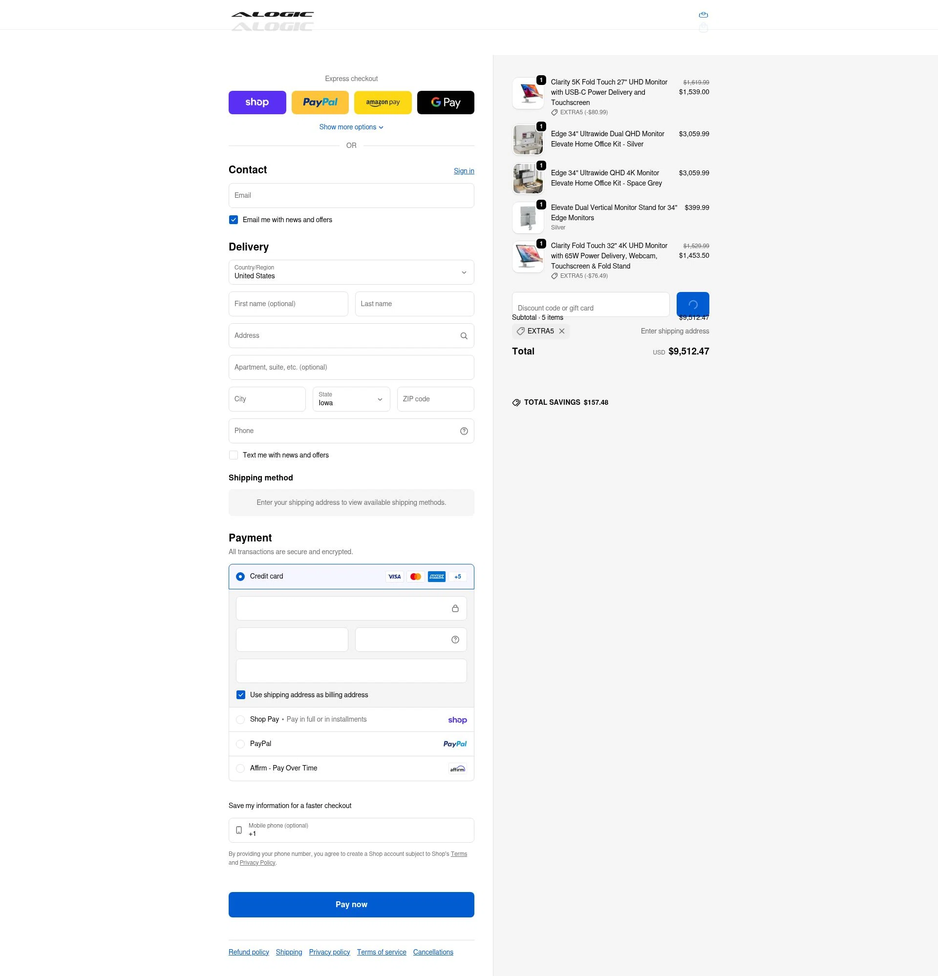 ALOGIC checkout page showing ALOGIC discount code box | Screenshot taken by SimplyCodes community member on Feb 12, 2026