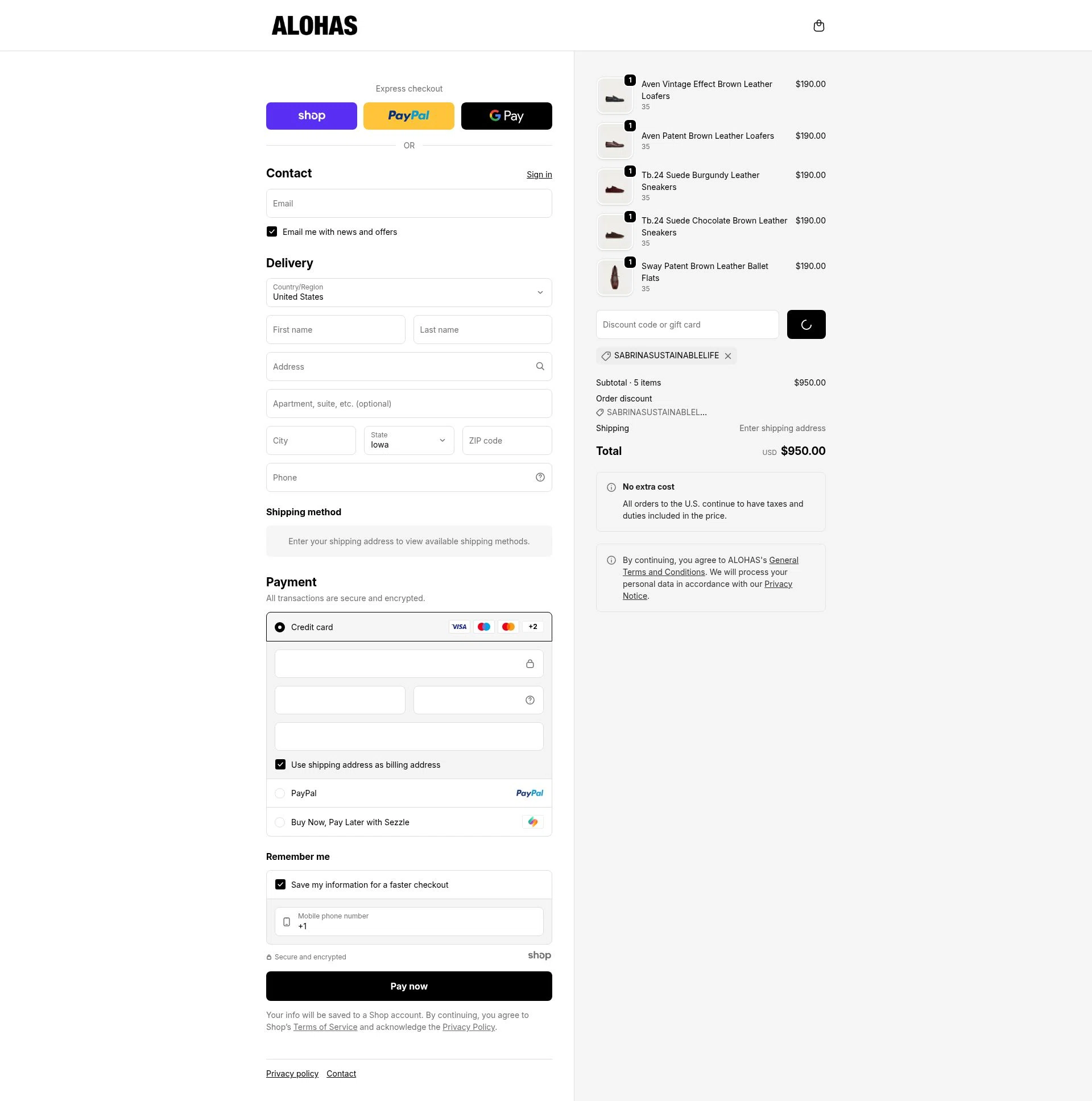 Alohas checkout page showing Alohas coupon code box | Screenshot taken by SimplyCodes community member on Dec 23, 2025