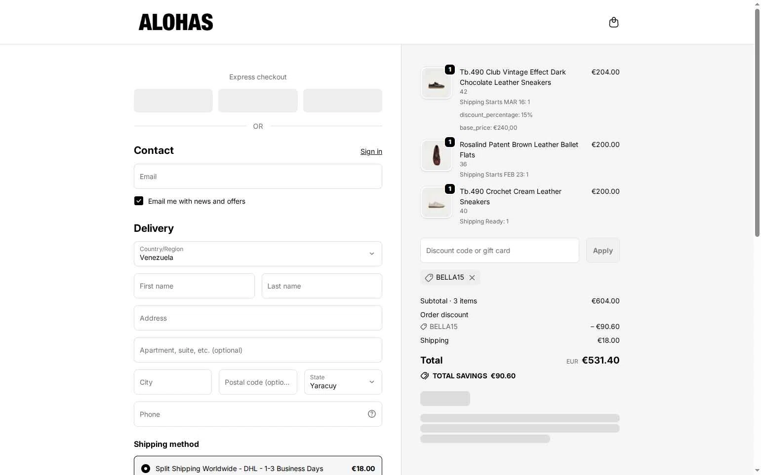 Alohas checkout page showing Alohas coupon code box | Screenshot taken by SimplyCodes community member on Jan 12, 2026