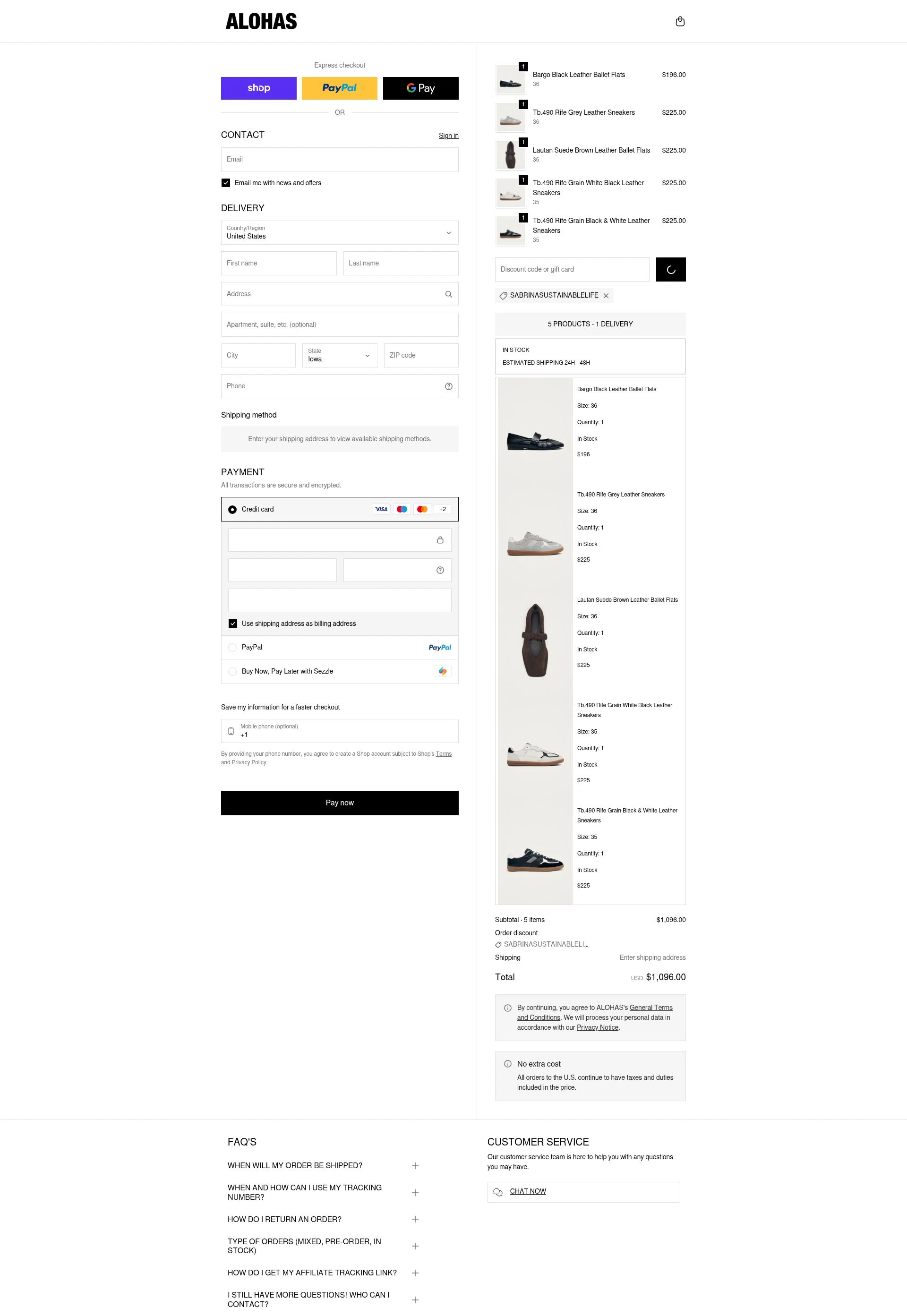 Alohas checkout page showing Alohas coupon code box | Screenshot taken by SimplyCodes community member on Feb 4, 2026