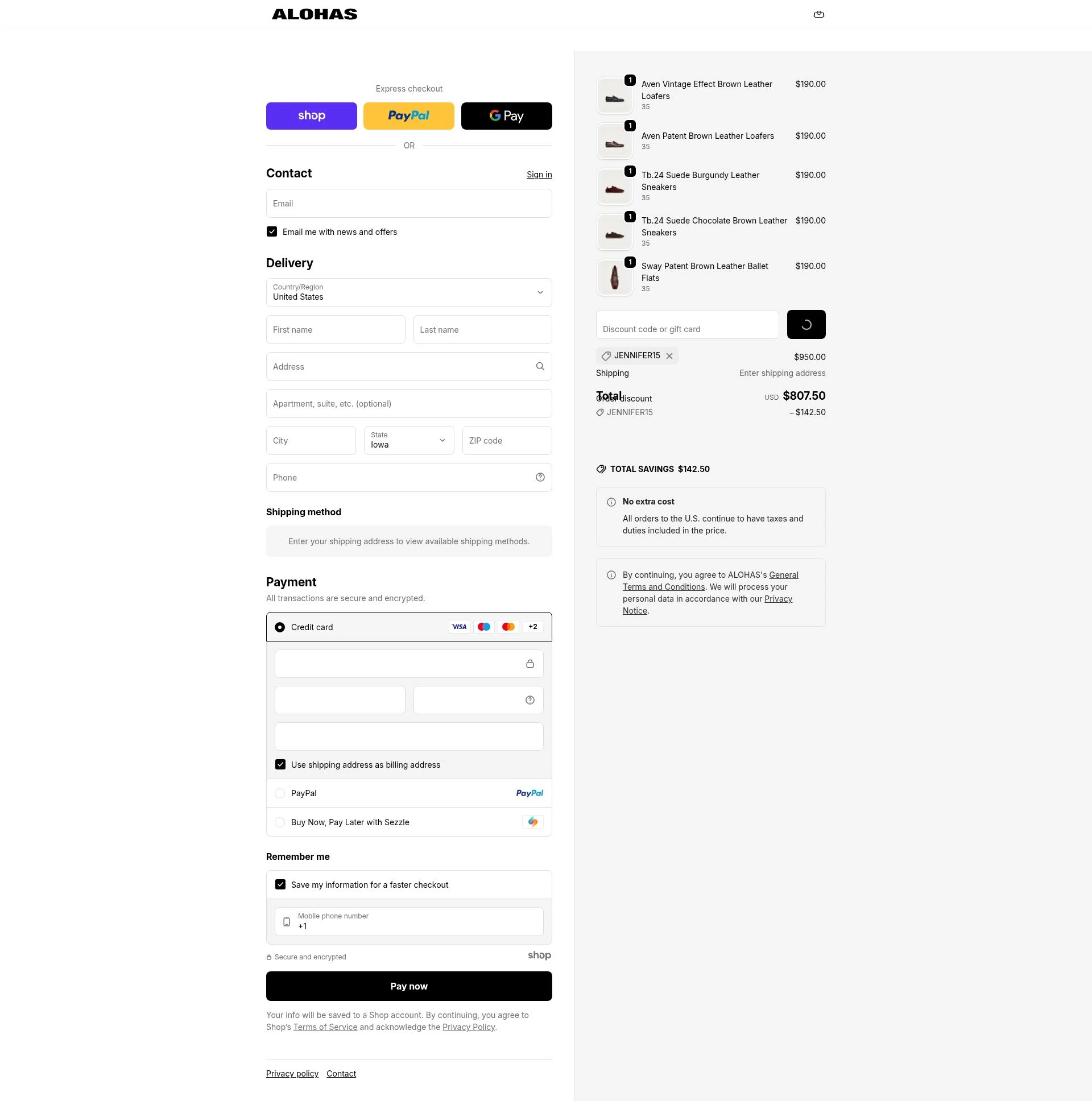 Alohas checkout page showing Alohas coupon code box | Screenshot taken by SimplyCodes community member on Dec 21, 2025