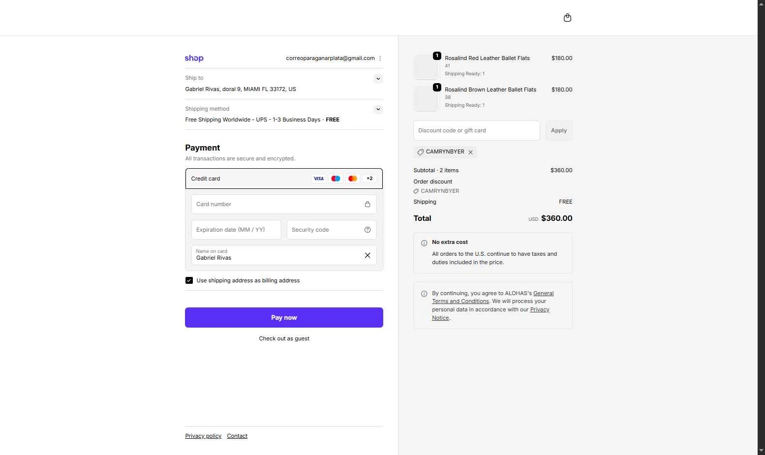Alohas checkout page showing Alohas coupon code box | Screenshot taken by SimplyCodes community member on Dec 23, 2025