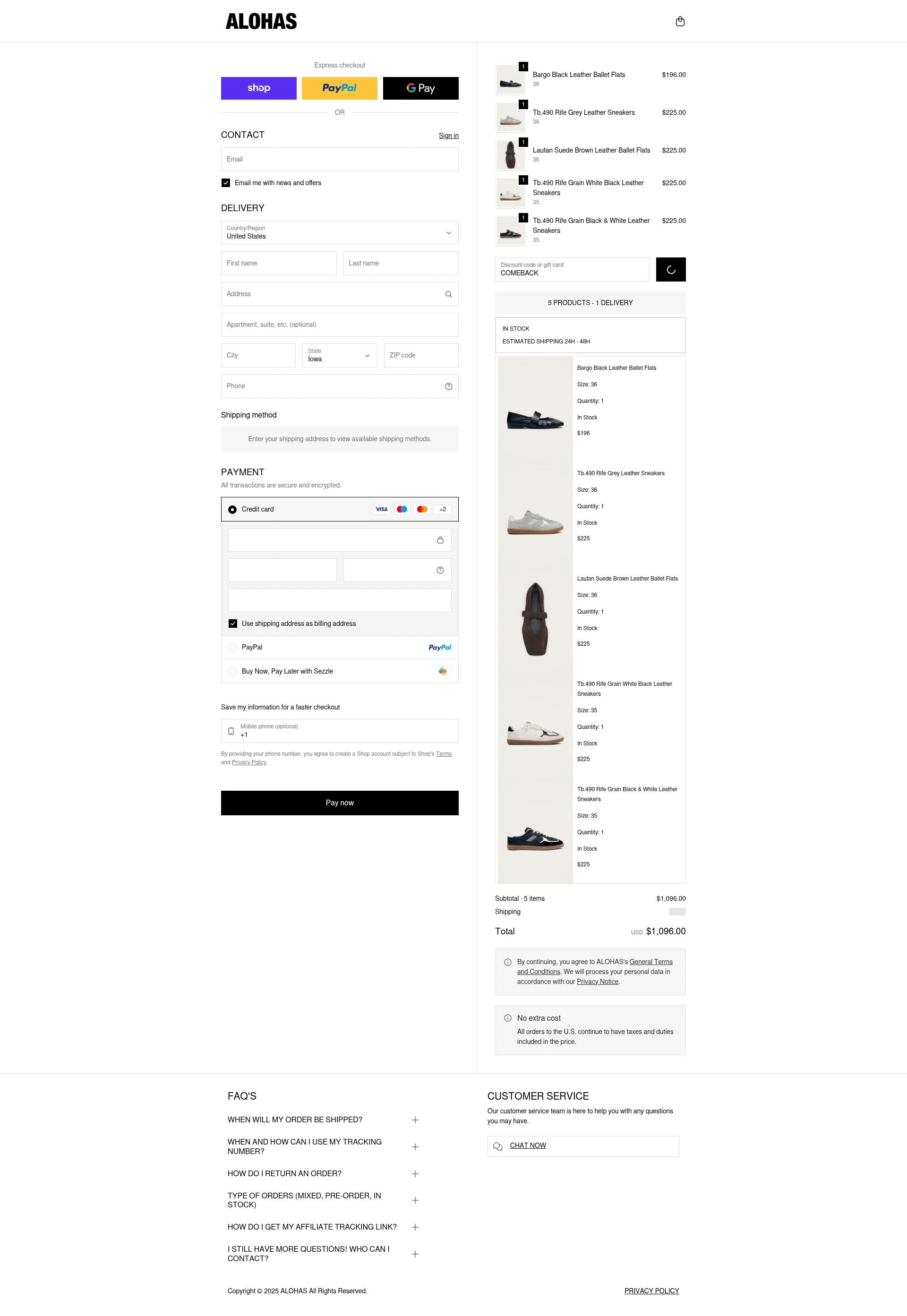 Alohas checkout page showing Alohas coupon code box | Screenshot taken by SimplyCodes community member on Feb 5, 2026