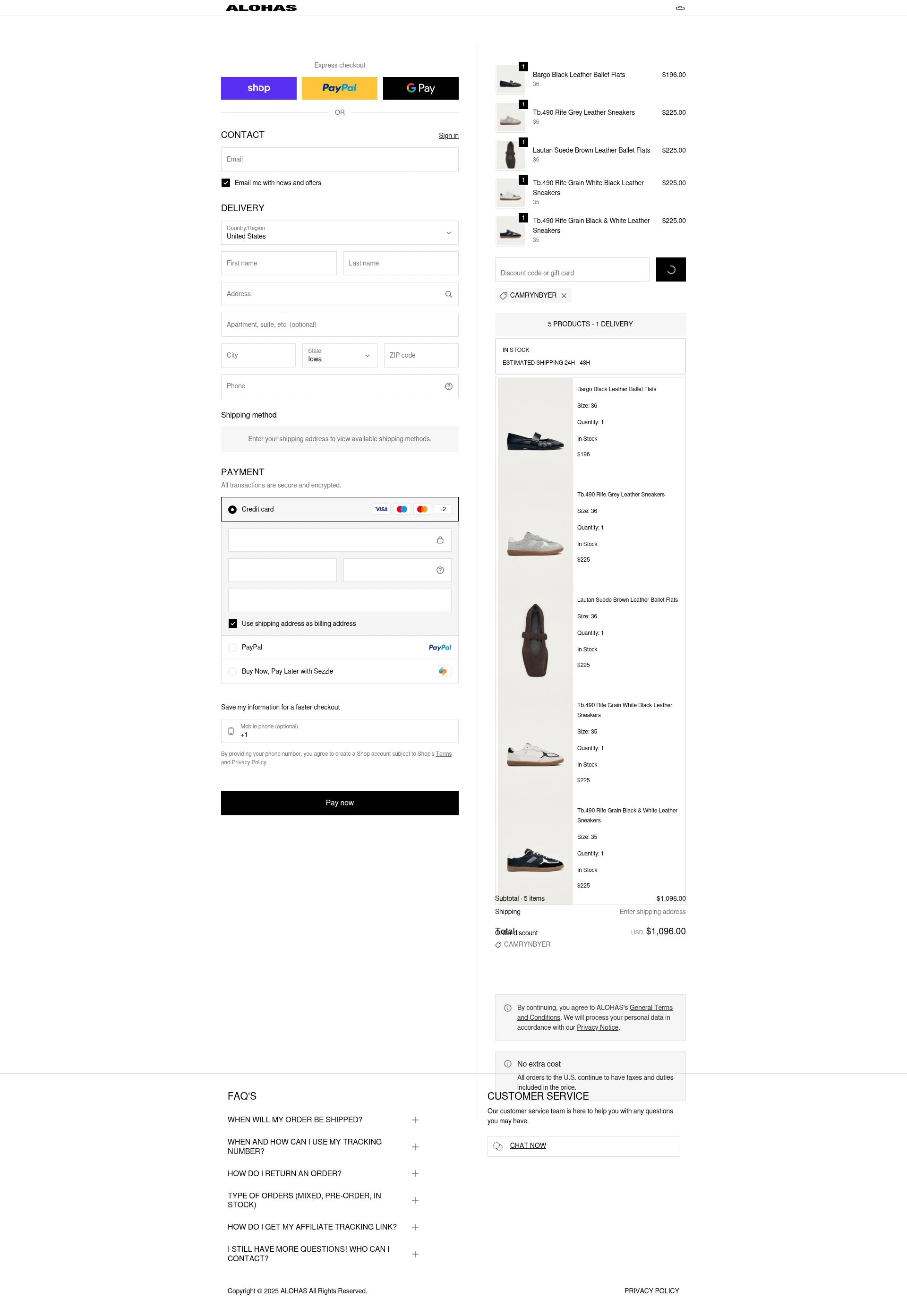 Alohas checkout page showing Alohas coupon code box | Screenshot taken by SimplyCodes community member on Feb 5, 2026
