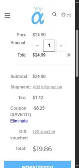 SAVE117 coupon verification screenshot