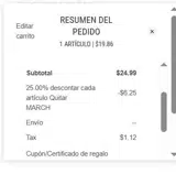 MARCH coupon verification screenshot