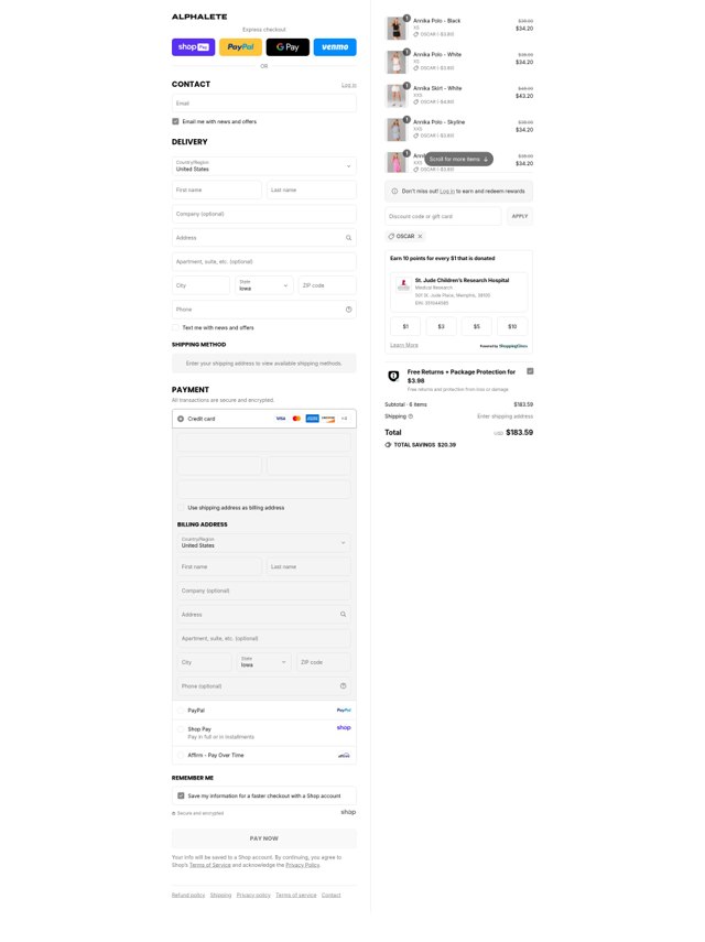 Alphalete Athletics checkout page showing Alphalete Athletics discount code box | Screenshot taken by SimplyCodes community member on Aug 27, 2025