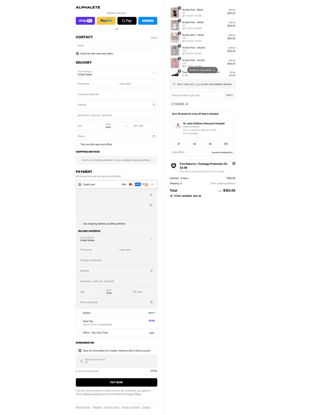 Alphalete Athletics checkout page showing Alphalete Athletics discount code box | Screenshot taken by SimplyCodes community member on Aug 27, 2025