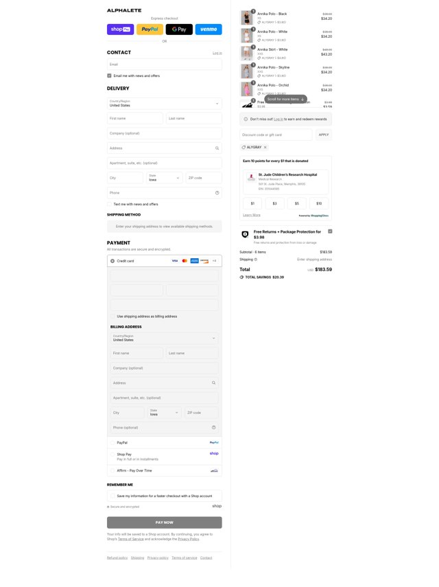 Alphalete Athletics checkout page showing Alphalete Athletics discount code box | Screenshot taken by SimplyCodes community member on Aug 27, 2025