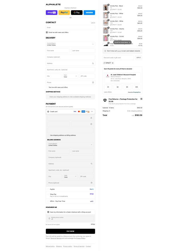 Alphalete Athletics checkout page showing Alphalete Athletics discount code box | Screenshot taken by SimplyCodes community member on Aug 27, 2025