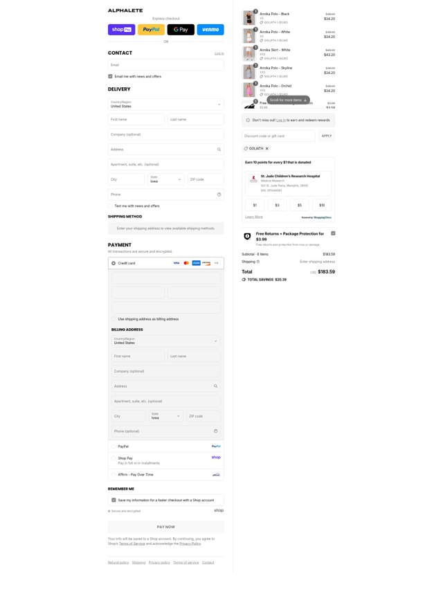 Alphalete Athletics checkout page showing Alphalete Athletics discount code box | Screenshot taken by SimplyCodes community member on Aug 27, 2025