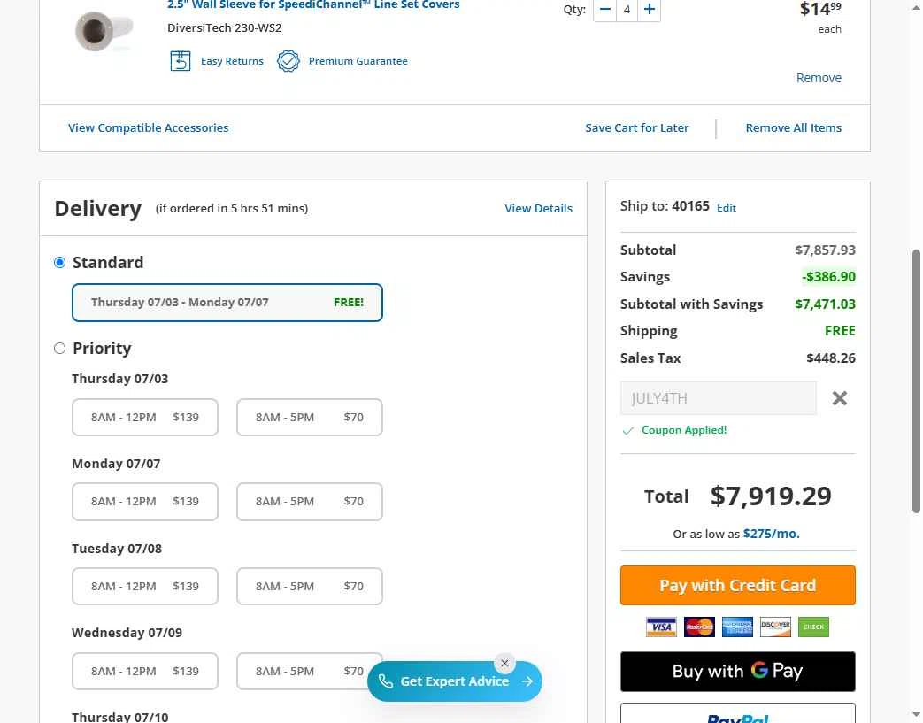 Alpine Home Air Products checkout page showing Alpine Home Air Products coupon code box | Screenshot taken by SimplyCodes community member on Jul 2, 2025