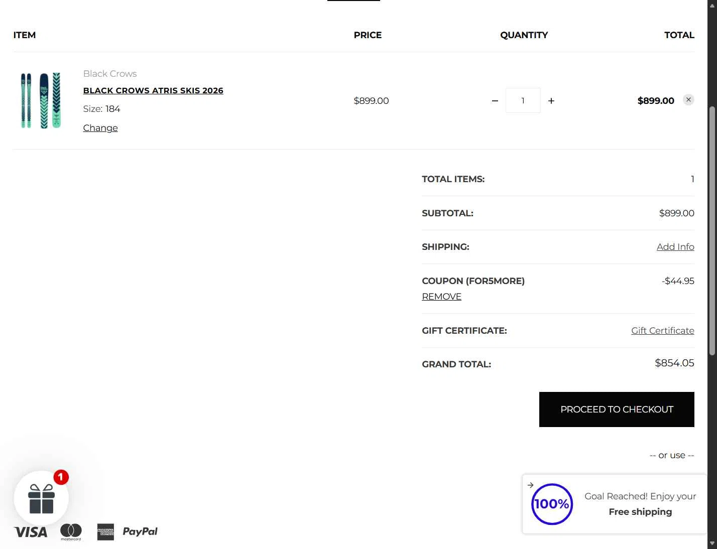 Alpine Shop Vermont checkout page showing Alpine Shop Vermont promo code box | Screenshot taken by SimplyCodes community member on Dec 28, 2025