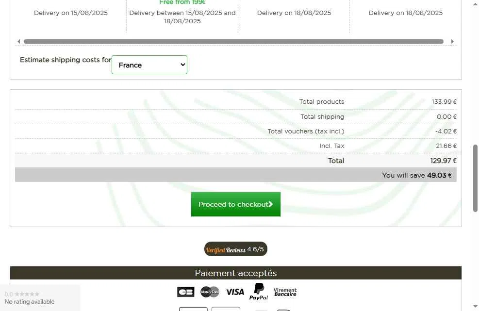 Alpin Store checkout page showing Alpin Store promo code box | Screenshot taken by SimplyCodes community member on Aug 12, 2025