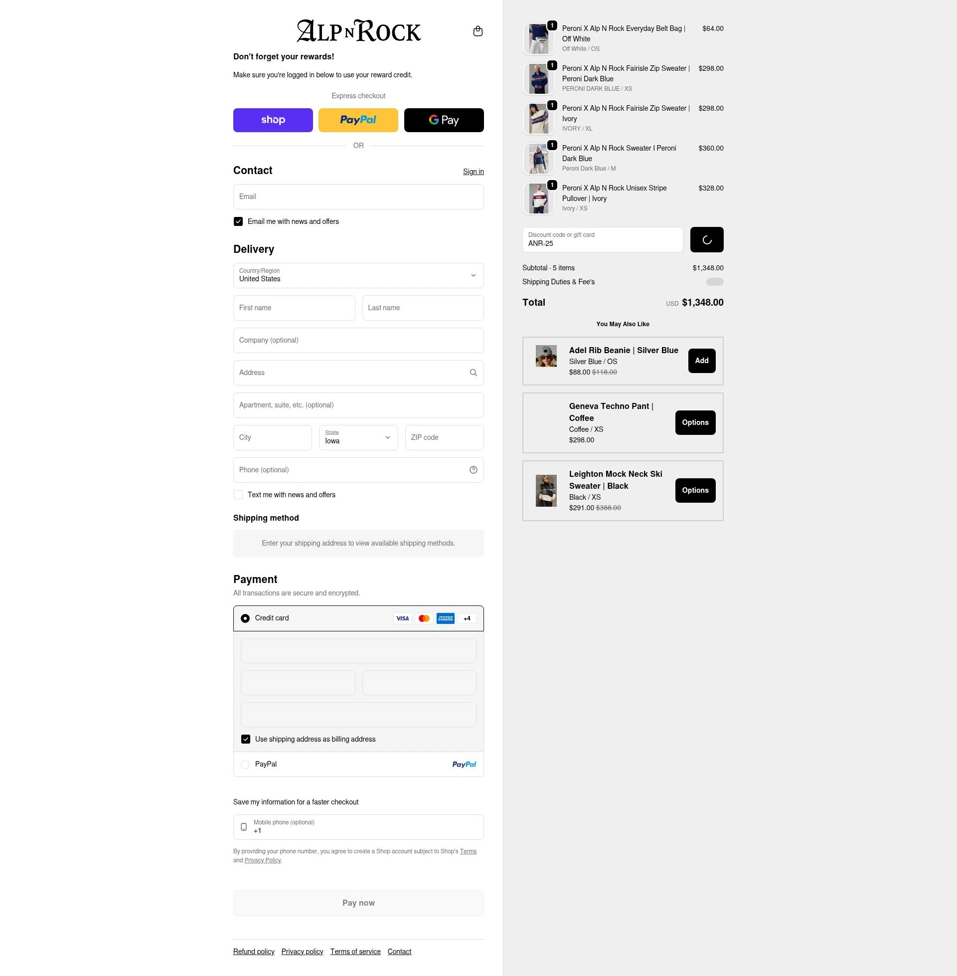 Alp-n-Rock checkout page showing Alp-n-Rock discount code box | Screenshot taken by SimplyCodes community member on Feb 11, 2026