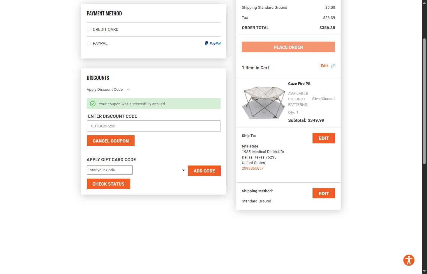 ALPS OutdoorZ checkout page showing ALPS OutdoorZ discount code box | Screenshot taken by SimplyCodes community member on Jan 5, 2026