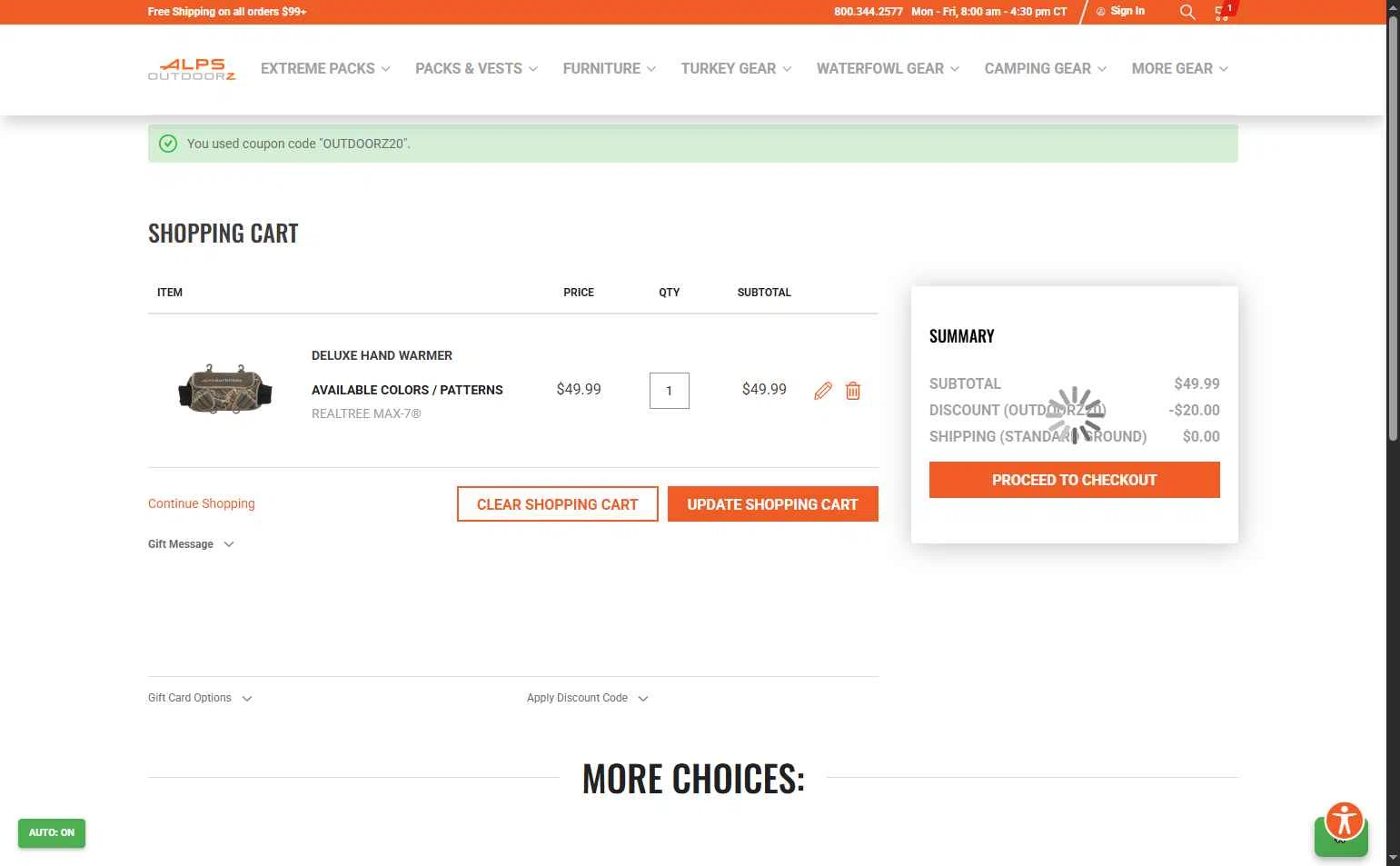 ALPS OutdoorZ checkout page showing ALPS OutdoorZ discount code box | Screenshot taken by SimplyCodes community member on Dec 12, 2025