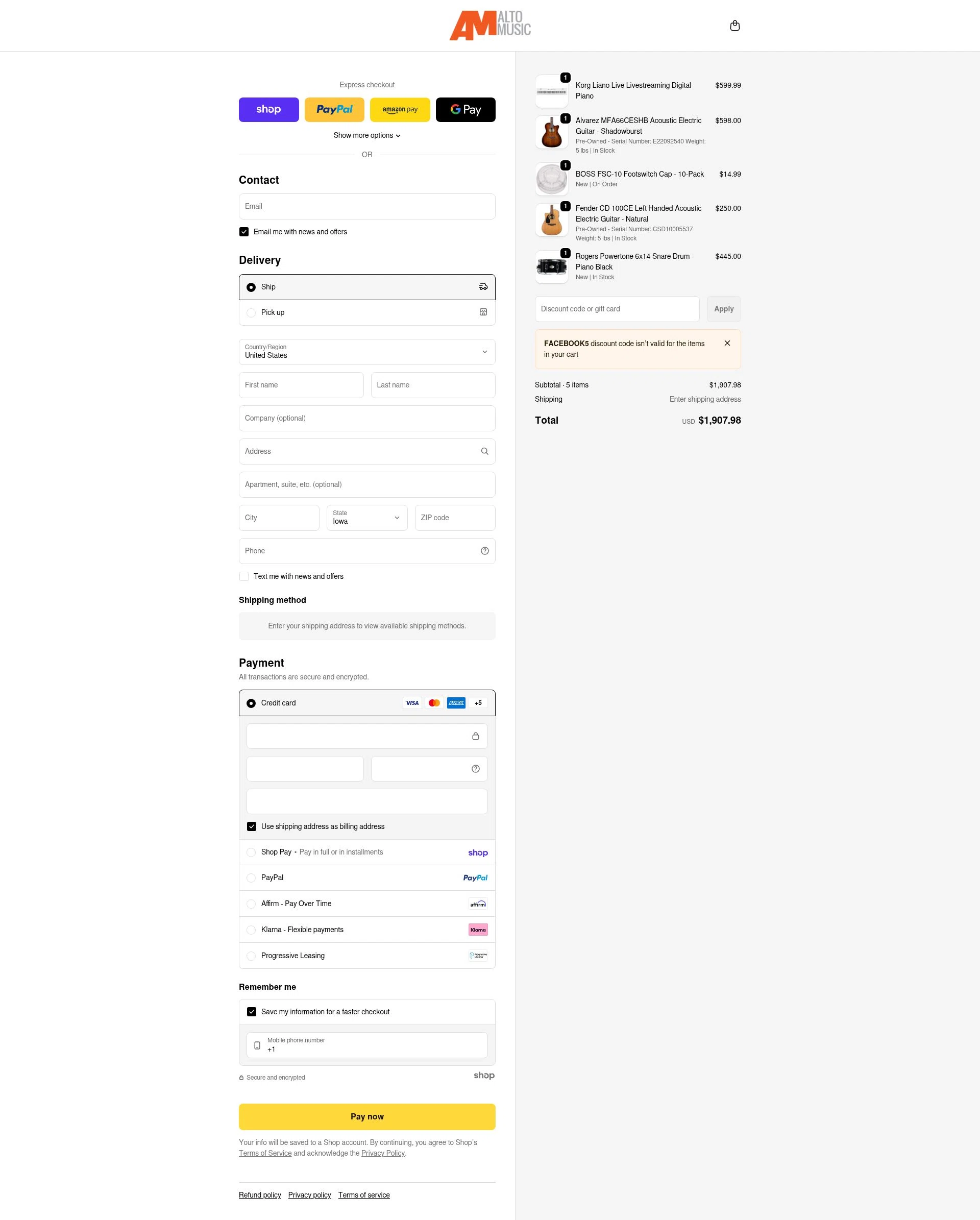 Alto Music checkout page showing Alto Music promo code box | Screenshot taken by SimplyCodes community member on Jan 24, 2026