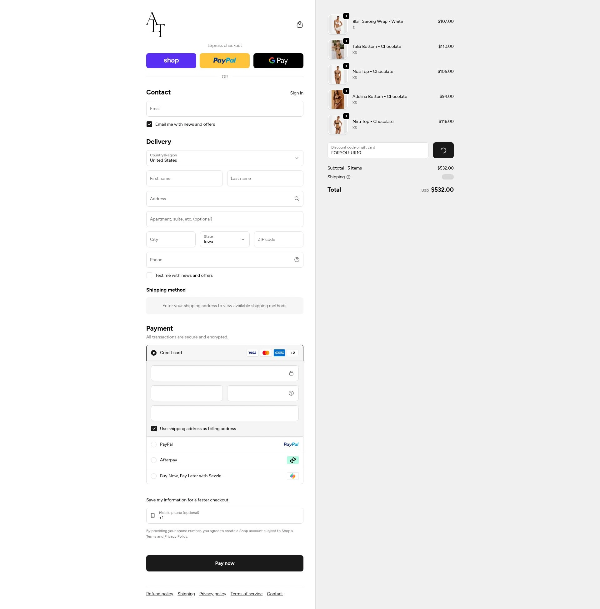 ALT SWIM checkout page showing ALT SWIM discount code box | Screenshot taken by SimplyCodes community member on Feb 1, 2026