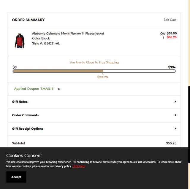 Alumni Hall checkout page showing Alumni Hall discount code box | Screenshot taken by SimplyCodes community member on Aug 23, 2025